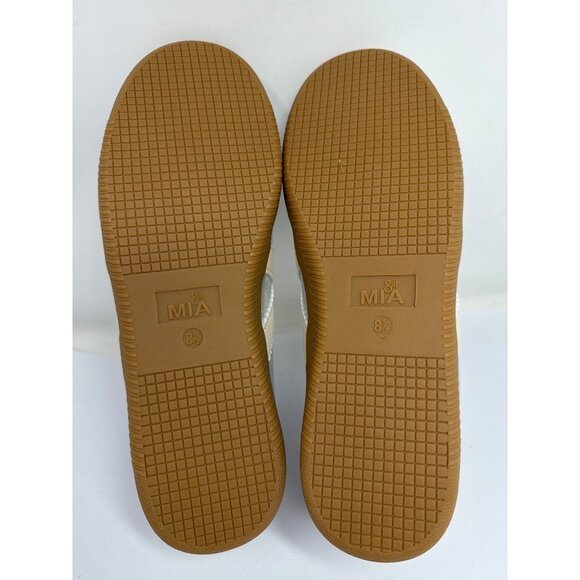 MIA girl Womens 8.5 Silver Metallic Lace Up Sneakers Cream Accents New - Picture 7 of 7